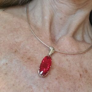 Large Faceted Red Gemstone Pendant